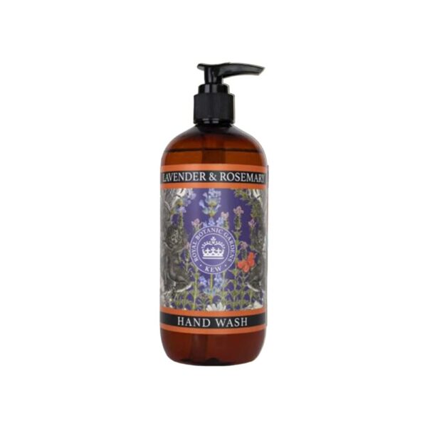 The English Soap Company Kew Gardens Hand Wash, Refreshing Botanical Wash with a Rich Lather, Enriched with Soothing Aloe Vera and Vitamin E, Lavender and Rosemary Scent 500ml