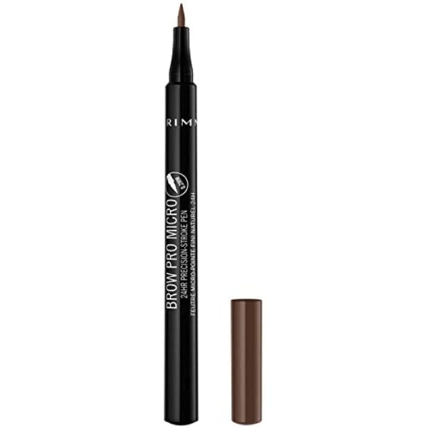 Rimmel London Brow Pro Micro 24HR Precision-Stroke Pen, Microfilling Felt Tip, Soft Brown, 1 ml