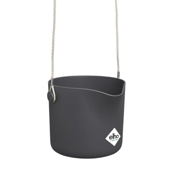 elho B.for Swing 18 - Hanging Plant Pot Indoor - 100% Recycled Plastic - Ø 18.0 x H 16.5 cm - Black/Anthracite