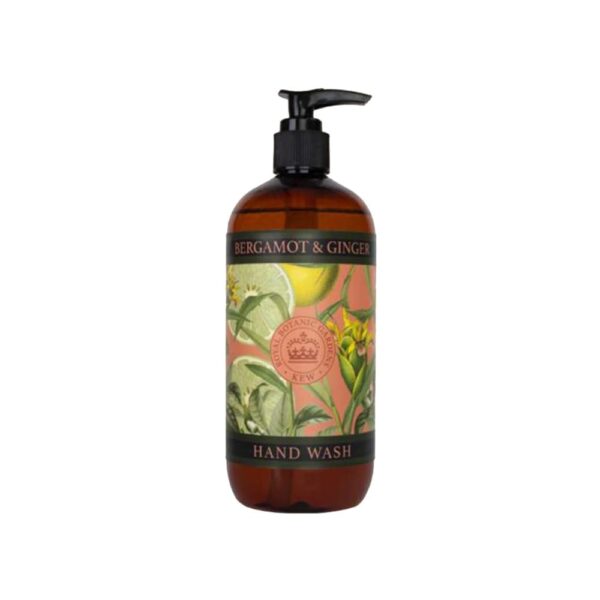 The English Soap Company Kew Gardens Hand Wash, Refreshing Botanical Wash with a Rich Lather, Enriched with Soothing Aloe Vera and Vitamin E, Bergamot and Ginger Scent 500ml