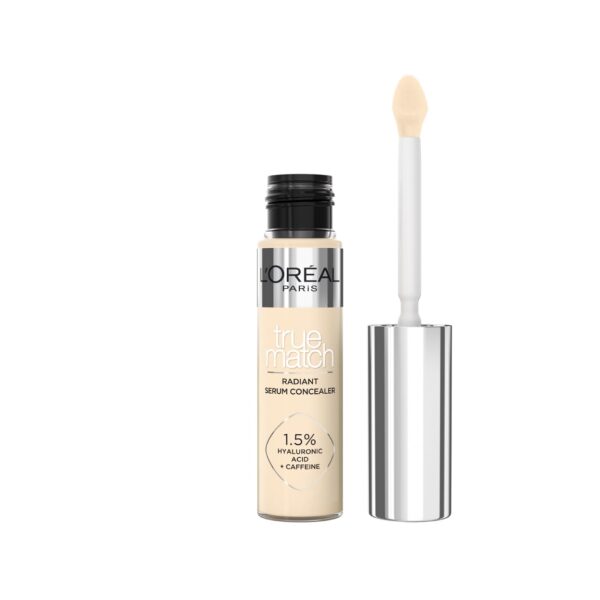 L'Oréal Paris Serum Concealer, Medium Coverage, Radiant Finish, With 1.5% Hyaluronic Acid and Caffeine, True Match, 0.5D, 10ml