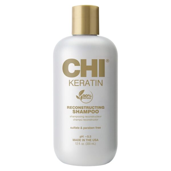 CHI Keratin Shampoo | Reconstructing Hair Shampoo for Damaged Hair | Hair Care Products | Restores Health, Strength, Shine & Smoothness | pH-Neutral, Paraben-Free & Sulphate Free Shampoo, 355 ml