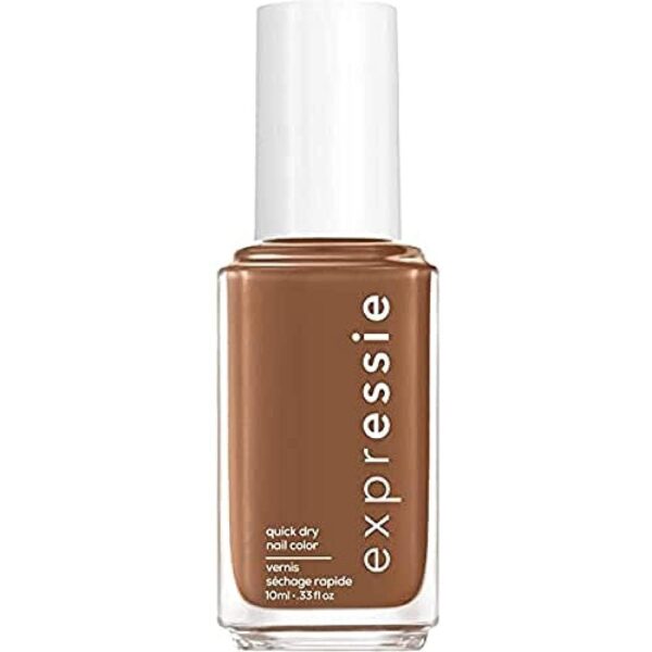 essie Expressie Nail Polish Quick Dry Formula, No Base Coat and Top Coat Needed, Vegan, Angled Brush, Caramel Brown Nail Varnish 70 Cold Brew Crew