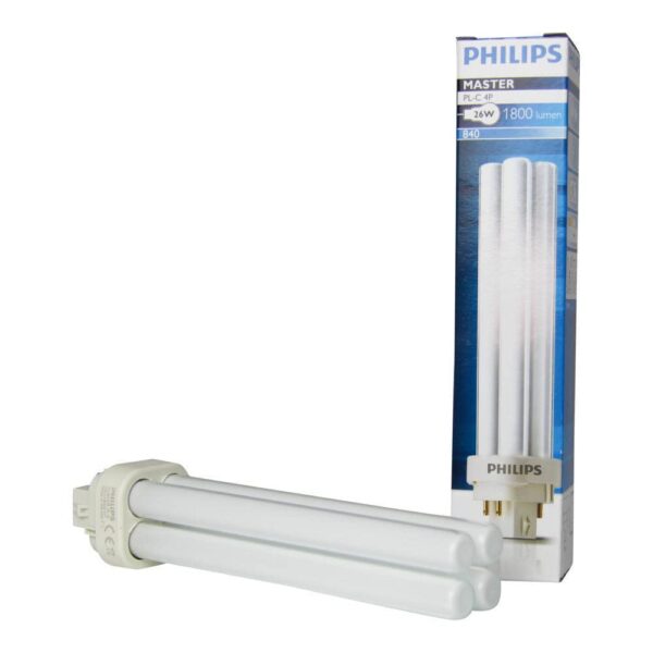 Philips Master PL-C 26W 4 Pin Energy Saving Cool White (4000k) Compact Florescent Bulb, G24Q-3, 26 W