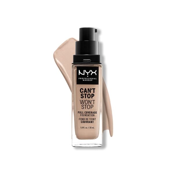 NYX Professional Makeup Can't Stop Won't Stop Full Coverage Foundation, Long Lasting, Waterproof, Vegan Formula, Matte Finish, Shade: Porcelain