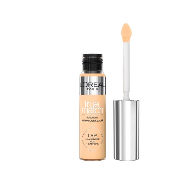 L'Oréal Paris Serum Concealer, Medium Coverage, Radiant Finish, With 1.5% Hyaluronic Acid and Caffeine, True Match, 5.5D, 10ml