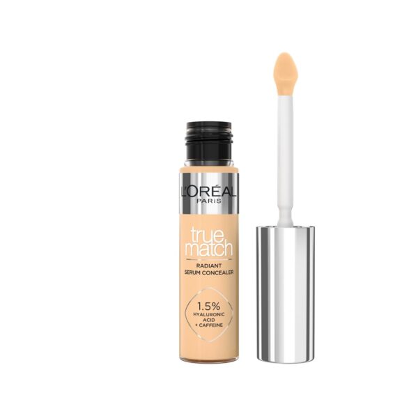 L'Oréal Paris Serum Concealer, Medium Coverage, Radiant Finish, With 1.5% Hyaluronic Acid and Caffeine, True Match, 5D, 10ml