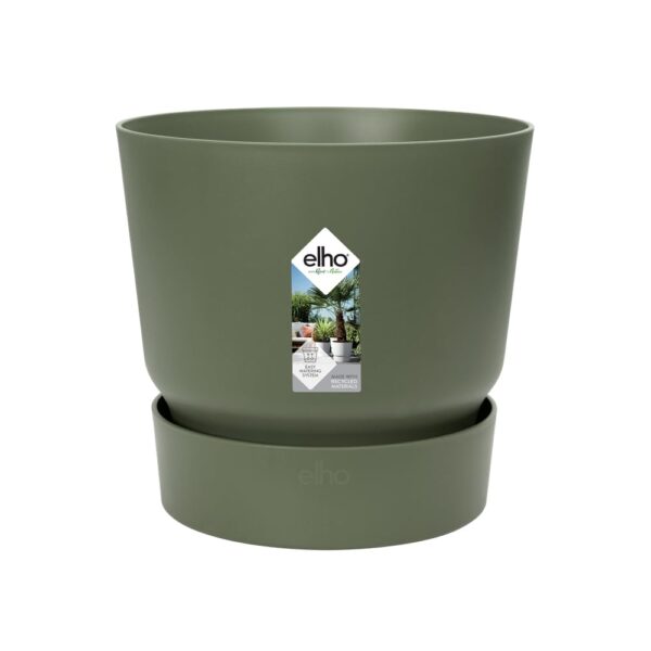 elho Greenville Round 47 - Flower Pot with Water Reservoir - Indoor & Outdoor - 100% Recycled Plastic - Ø 47.0 x H 44.0 cm - Green/Leaf Green