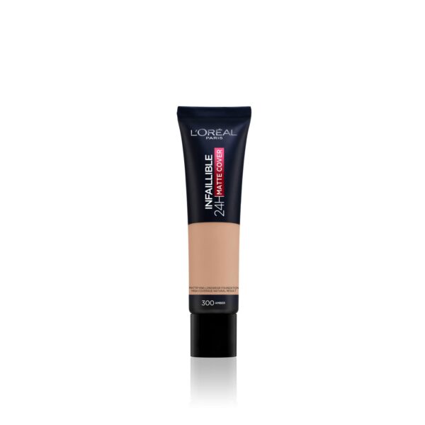 L'Oreal Paris Cover Liquid Foundation, With 4 Percent Niacinamide, Long Lasting, Natural Finish, Available in 20 Shades, SPF 25, Infallible 32H Matte Cover, Shade 300, 30ml