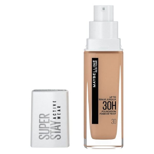 Maybelline New York Super Stay Active Wear, waterproof foundation with high coverage, long-lasting facial make-up, colour: No. 30 Sand (Light), 1 x 30 ml