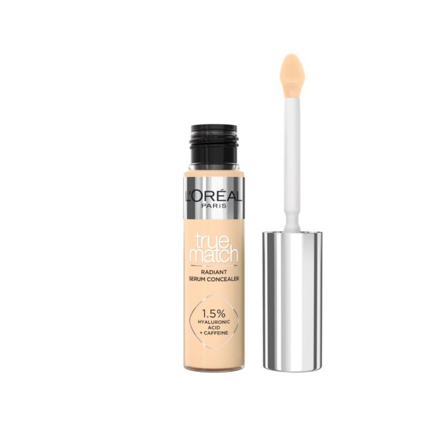 L'Oréal Paris Serum Concealer, Medium Coverage, Radiant Finish, With 1.5% Hyaluronic Acid and Caffeine, True Match, 4D, 10ml