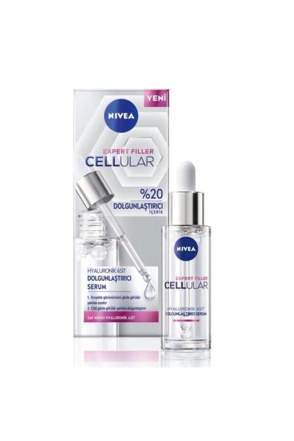 NIVEA Cellular Expert Filler Hyaluronic Plumping Serum (30ml), Lightweight and Fast Absorbing Serum, Non-Adhesive Anti-Wrinkle Serum with 20% Hydra Elixir