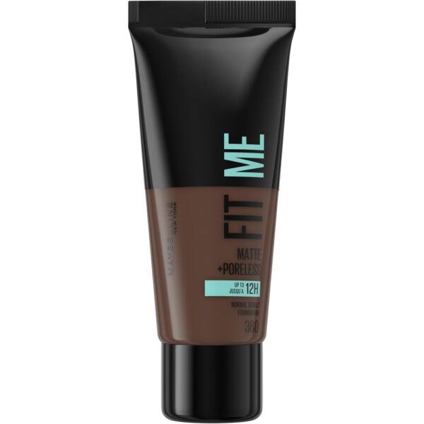 Maybelline Fit Me Foundation, Medium Coverage, Blendable With a Matte and Poreless Finish, For Normal to Oily Skin, Shade: 380 Rich Espresso, 30ml