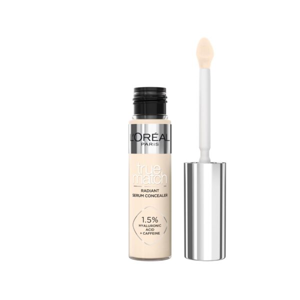 L'Oréal Paris Serum Concealer, Medium Coverage, Radiant Finish, With 1.5% Hyaluronic Acid and Caffeine, True Match, 1N, 10ml