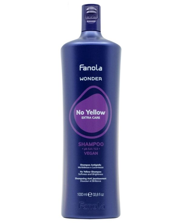 Fanola Wonder No Yellow Shampoo, Anti-Yellow Shampoo for Blonde, Lightened, Bleached or Grey Hair, Neutralizes Yellow Tones with Toning Action Leaving Hair Softer and Shiner, 1000ml