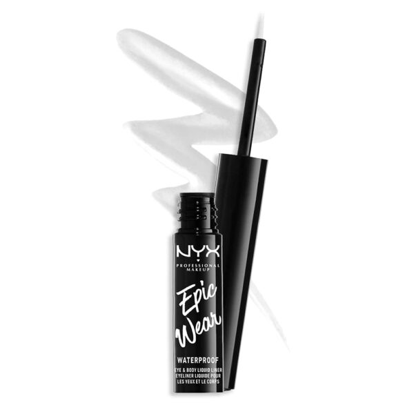 NYX Professional Makeup Epic Wear Semi-Permanent Liquid Liner, Longwearing, Waterproof, Eye Liner and Body Art, Matte Finish, Colour: White