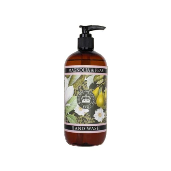 The English Soap Company Kew Gardens Hand Wash, Refreshing Botanical Wash with a Rich Lather, Enriched with Soothing Aloe Vera and Vitamin E, Magnolia and Pear Scent 500ml