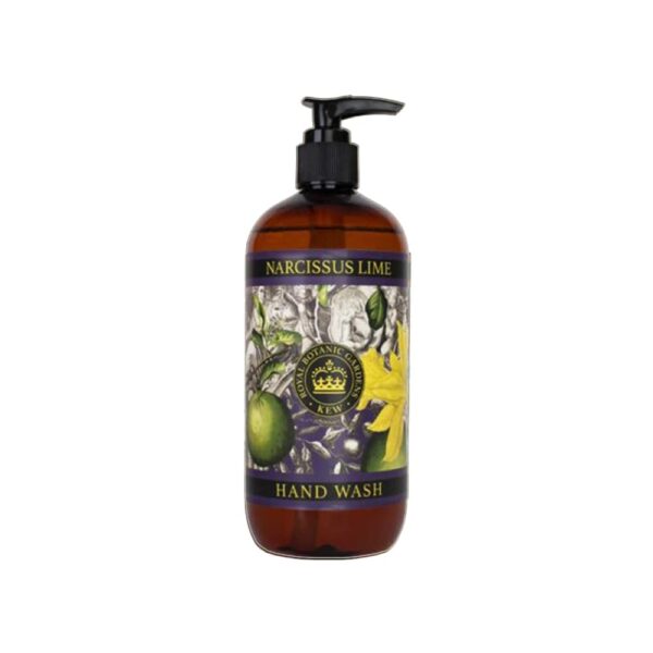 The English Soap Company Kew Gardens Hand Wash, Refreshing Botanical Wash with a Rich Lather, Enriched with Soothing Aloe Vera and Vitamin E, Narcissus Lime Scent 500ml