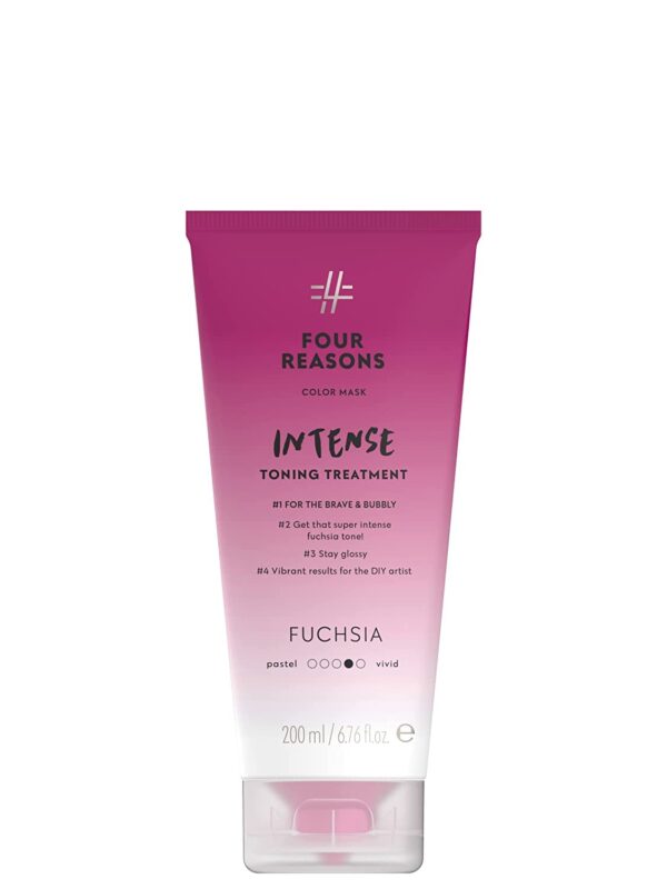 Four Reasons Color Mask INTENSE- Fuchsia – (27 Colors) Intensive Toning Treatment - Color Depositing Conditioner – Semi Permanent Hair Dye for Lightened and Colored Hair– 100% Vegan, 6.76 fl oz