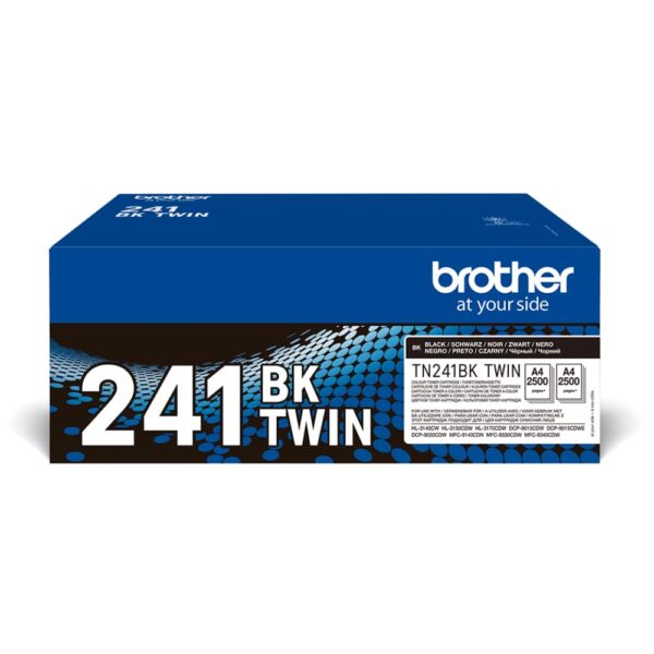 BROTHER TN-241BKTWIN Toner Cartridge, Black, Twin Pack, High Yield, includes 2 x Toner Cartridge, Genuine Supplies