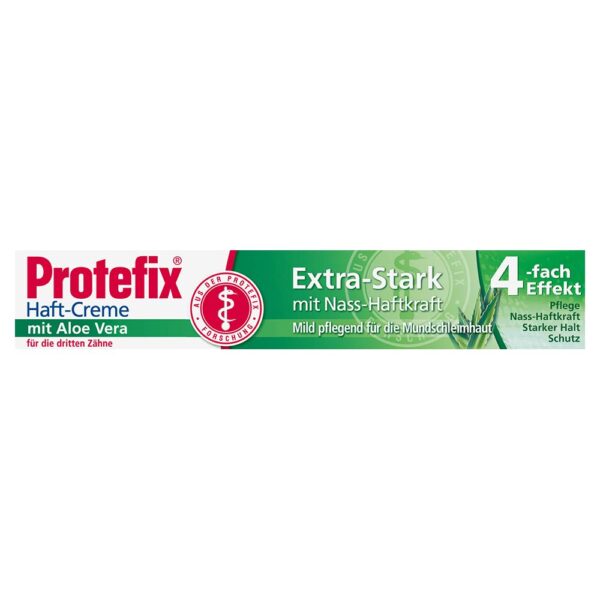 Protefix Adhesive Cream with Aloe Vera for Dental Prostheses - Adhesion with Extra Strong Hold for All Day - with Aloe Vera for Mild Care - 1 x 47 g