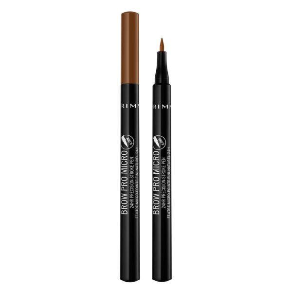 Rimmel London Brow Pro Micro 24HR Precision-Stroke Pen, Microfilling Felt Tip, Honey Brown, 1 ml