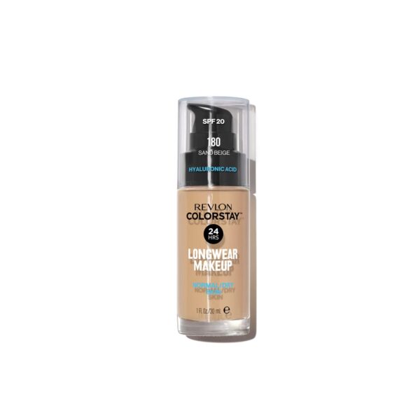 Revlon ColorStay Liquid Foundation Makeup for Normal/Dry Skin SPF 20, Longwear with Medium-Full Coverage & Natural Finish, Oil Free, (180), 30ml