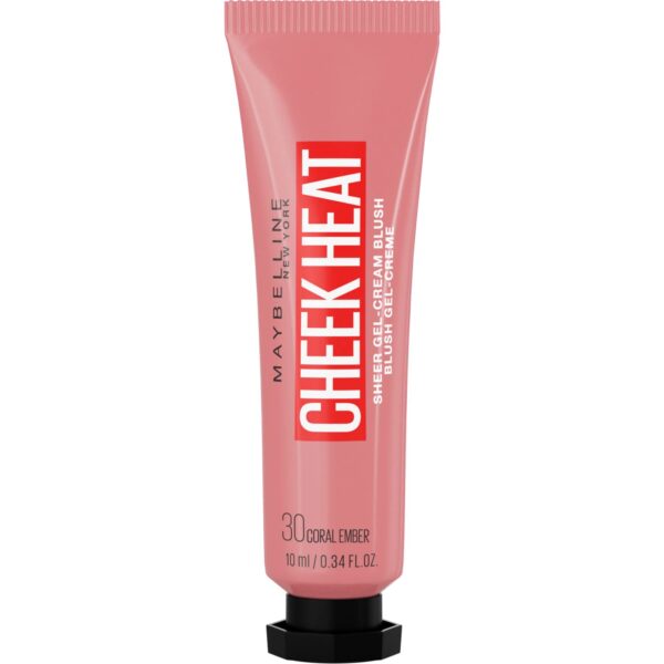 Maybelline Cheek Heat Blush Gel Formula Water Based Pigment Gloss Finish 30 Coral Amber, 30 Coral Amber, 10 ml (Pack of 1)