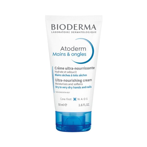 Bioderma Atoderm Hand & Nails Cream - Ultra Repairing & Nourishing Hand Cream & Nail Strengthener, Protect & Hydrate Very Dry & Sensitive Skin, 50ml