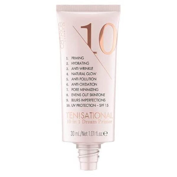 Catrice Ten!sational 10-in-1 Dream Primer, Nude, Anti-Ageing, Moisturising, Natural, for Dry Skin, Vegan, UVA and UVB Filter + SPF 15, Alcohol-Free, Paraben-Free, Pack of 1 (30 ml)