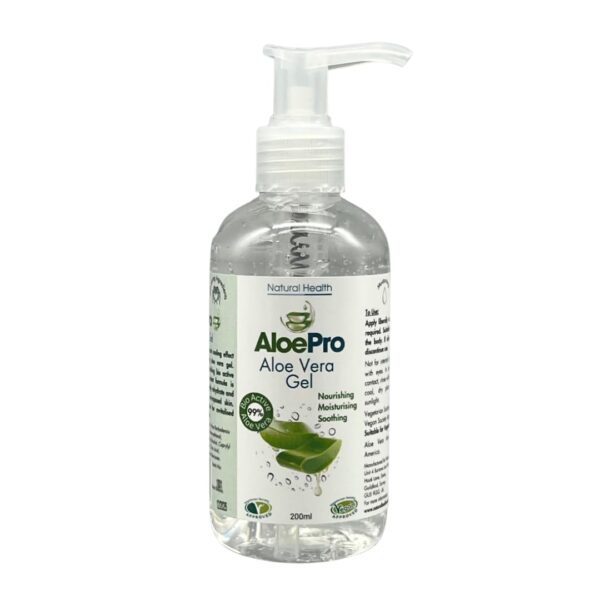 Aloe Pro Pure Vegan Aloe Vera Gel 200ml - Natural Cooling, Moisturising and Soothing in Dispenser Bottle (1)