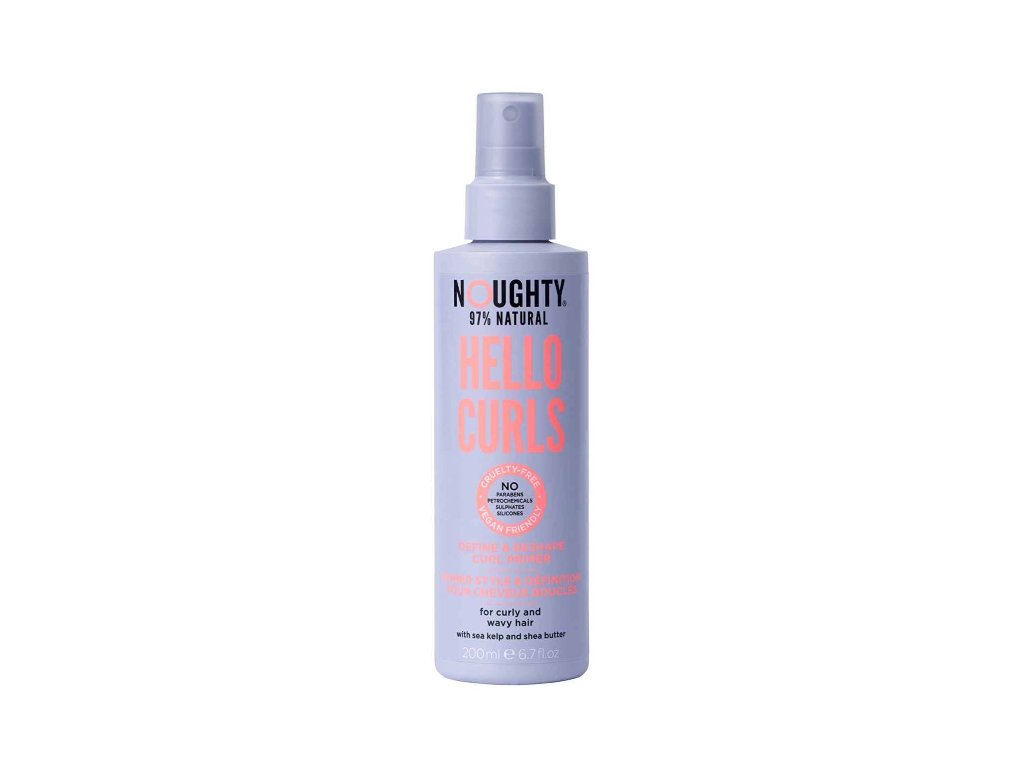 Noughty 97% Natural Hello Curl Define and Re-Shape Curl Primer, Vitamin Rich Formula for Curly and Wavy Styles, with Sea Kelp and Shea Butter, Sulphate Free Vegan Haircare 200 ml