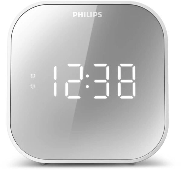 Philips Audio - Clock Radio - USB Phone Charger, White