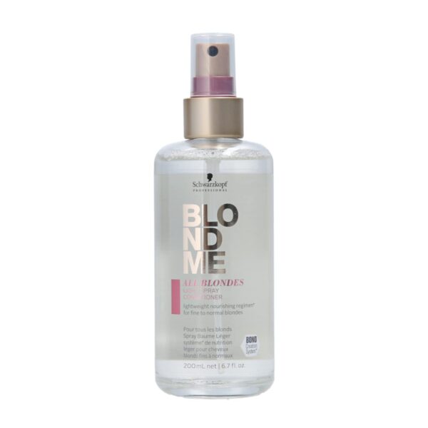 Schwarzkopf Professional BLONDME All Blondes Light Spray Leave In Conditioner For Colored Lighthened Bleached Hair 3D Bond Creation System Silk Protein Complex Detangling Softening Moisturising 200 ml