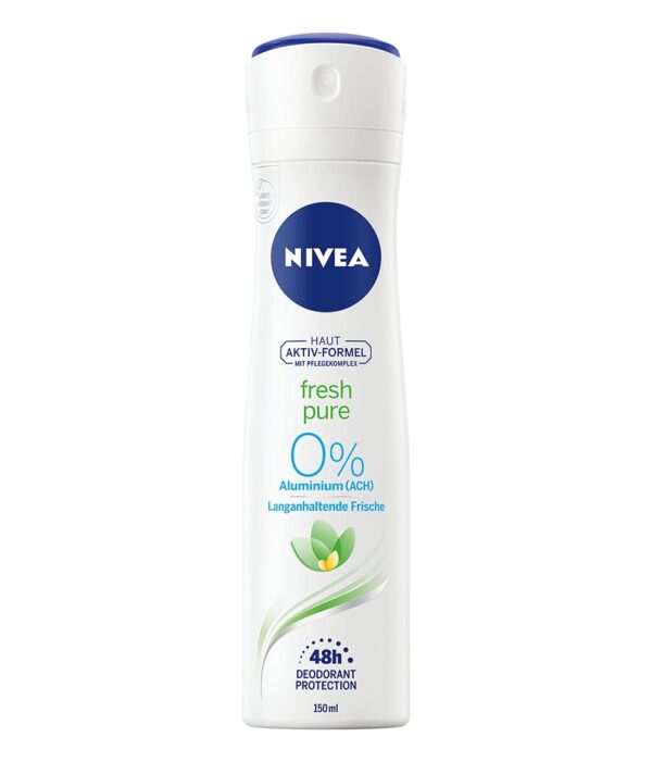 NIVEA Fresh Pure Deodorant Spray (150 ml), Deodorant without Aluminium (ACH) with Jasmine Fragrance and Refreshing Formula, Deodorant with 48-Hour Protection and Unique Infinifresh Formula