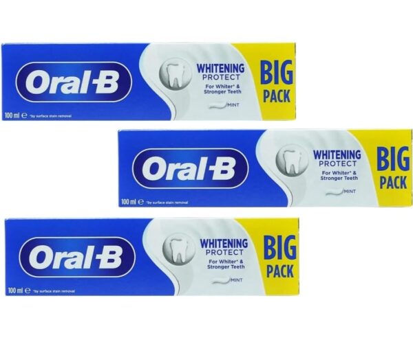 3X Oral-B Whitening Protect - 100ml Toothpaste for Whiter & Stronger Teeth. Mint flavour. 3 pack bundle.