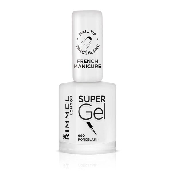 Rimmel London Super Gel French Manicure Nail Tip Whitener, 90 Porcelain, 12 ml