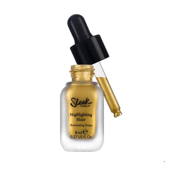 Sleek MakeUP Highlighting Elixir, Liquid Highlighter Illuminating Drops For a Radiant Glow, Drippin (Yellow Gold), 8ml