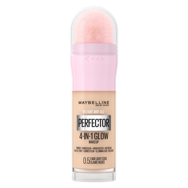 Maybelline New York Instant Anti Age Rewind Perfector, 4-In-1 Glow Primer, Concealer, Highlighter, Self-Adjusting, Evens Skin Tone with a Glow Finish, Shade: 0.5 Fair Light Cool