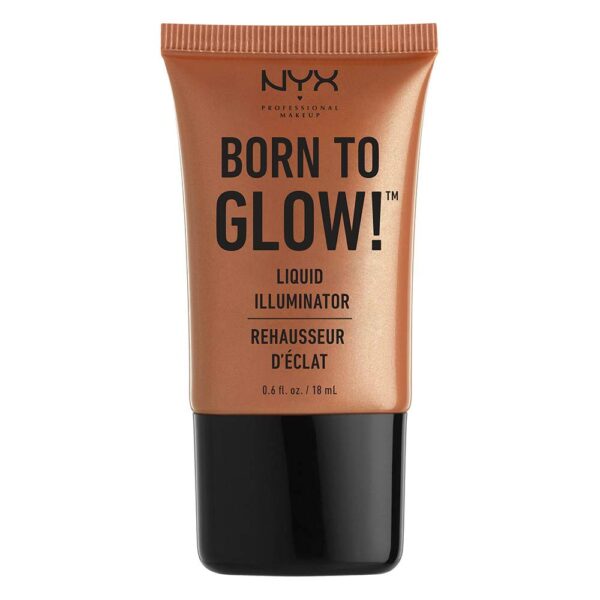 NYX Professional Makeup Born to Glow Liquid Illuminator, Liquid Shimmer Makeup, Highlighter, Foundation Base, Vegan Formula, Shade: Sun Goddess