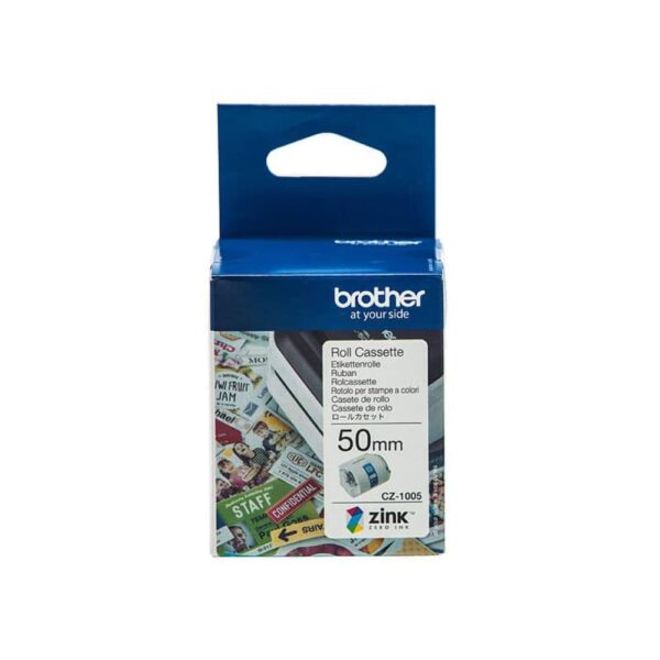 BROTHER Label Roll 50mm x 5m for Label Printer CZ1005, White, 2500 labels