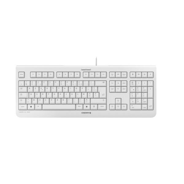 CHERRY KC 1000, Wired Keyboard, Belgian Layout (AZERTY), Plug & Play via USB Port, Flat Design, Whisper-Quiet Keystrokes, White/Grey