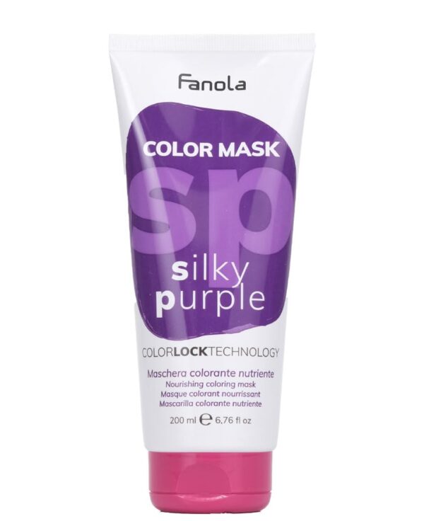 Fanola Nourishing Colour Mask, Nourishing and Conditioning Pigmented Hair Mask to Intensify Color and Temporarily Dye Hair, for Natural, Coloured and Bleached Hair, Silky Purple Shade, 200ml