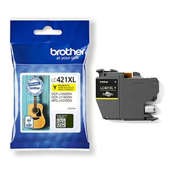 BROTHER, LC-421XLY Inkjet Cartridge, Yellow, Single Pack, High Yield Includes 1 x Inkjet Cartridge, Brother Genuine Supplies