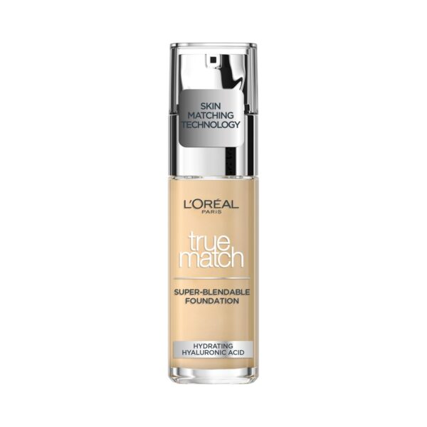 L'Oreal Paris True Match Liquid Foundation, Skincare Infused with Hyaluronic Acid, SPF 17, Available in 40 Shades, 1.W Golden Ivory, 30 ml