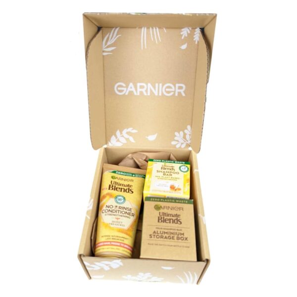 Garnier Ultimate Blends Strengthening Honey Treasure Set 3pc - Conditioner, Shampoo Bar, Stoage Box