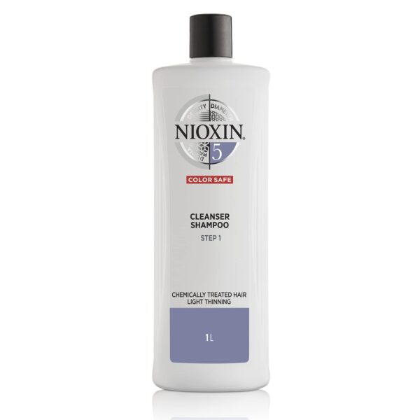 Nioxin 3-Part System, System 5, Chemically Treated Hair with Light Thinning Hair Treatment, Scalp Therapy, Hair Thickening Treatment, Cleanser Shampoo, 1000 ml