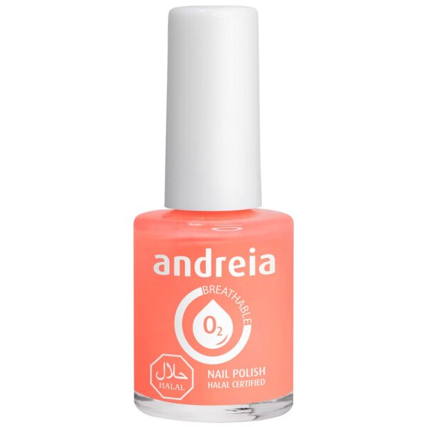 Andreia Halal Breathable Nail Polish - Water Permeable Nail Polish - Glossy Halal Nail Polish Vegan and Cruelty-Free - Colour B5 Coral - Shades of Pink and Orange 10.5 ml