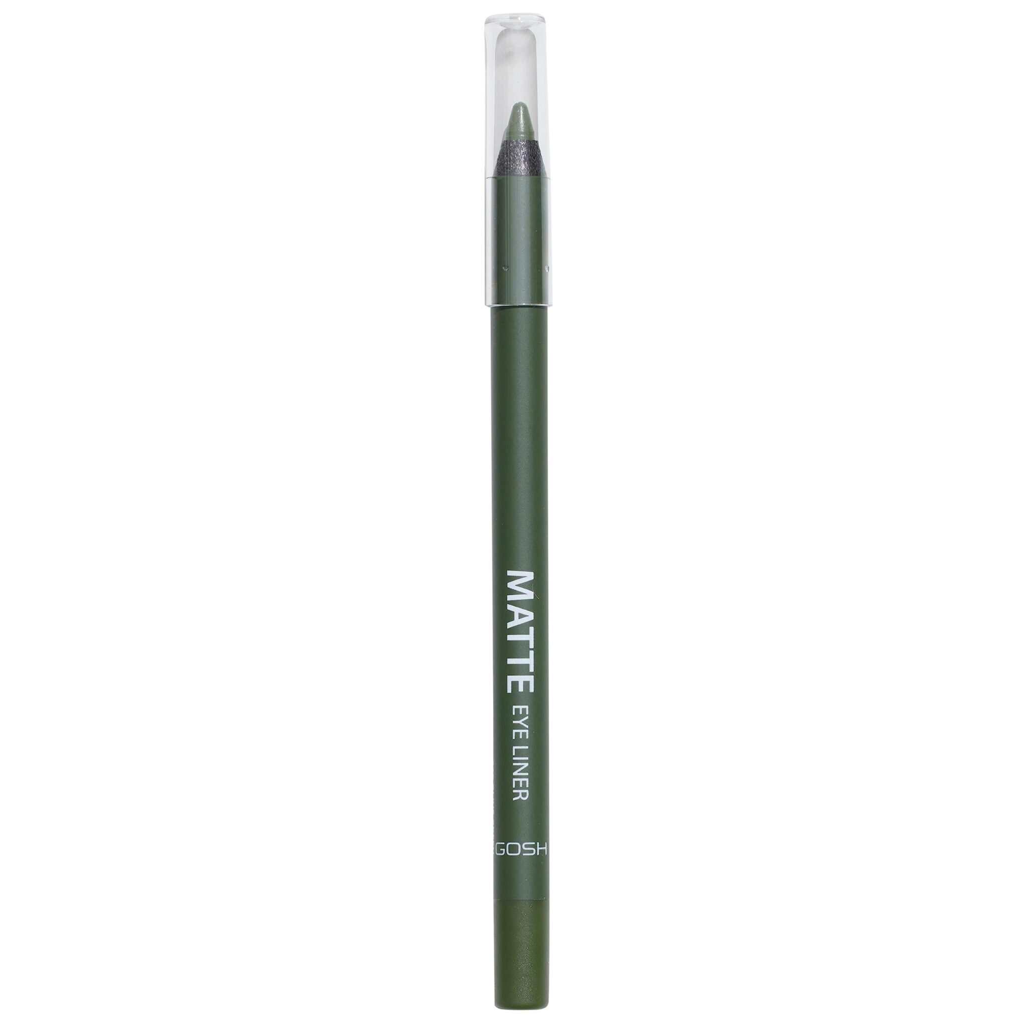 GOSH Neon Blue Eyeliner Matte I Waterproof Eyeliner Pencil I Soft & Creamy for Easy Application I Highly Pigmented Eye Pencil I Longlasting & Transferproof I Vegan & Perfume-free I 018 Olive Green