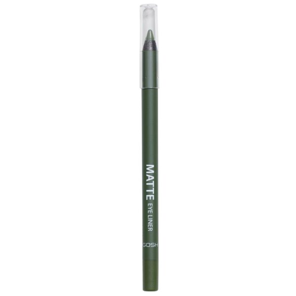 GOSH Neon Blue Eyeliner Matte I Waterproof Eyeliner Pencil I Soft & Creamy for Easy Application I Highly Pigmented Eye Pencil I Longlasting & Transferproof I Vegan & Perfume-free I 018 Olive Green